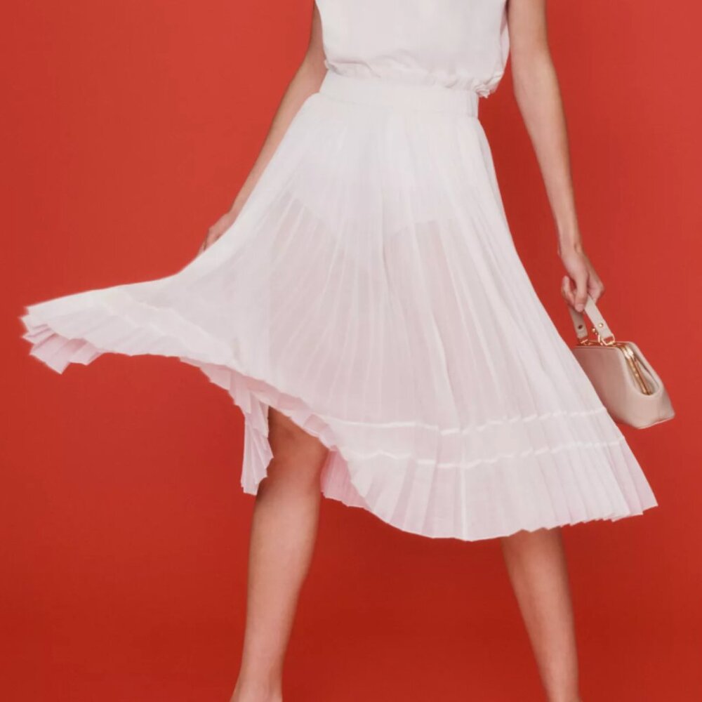 Anthropologie Sheer Pleated A-Line Skirt